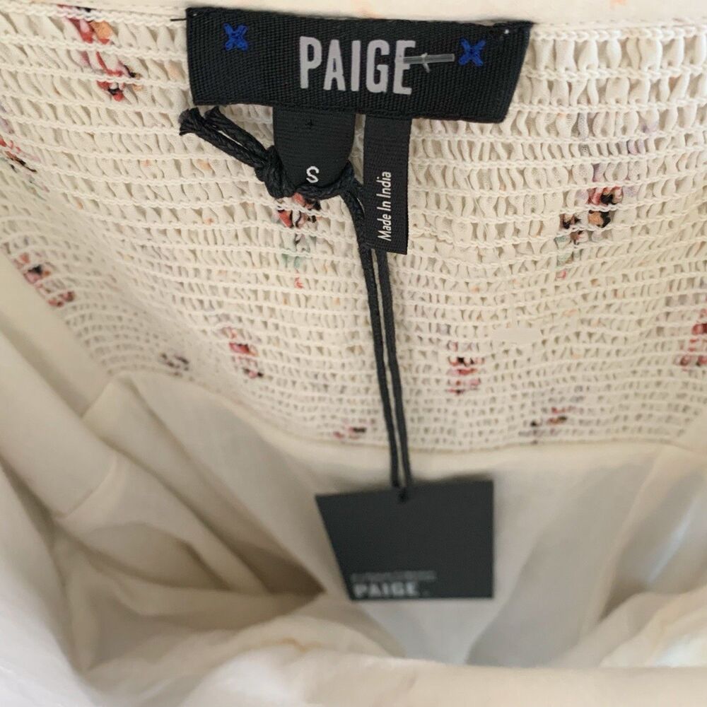 Paige Tevin Maxi Dress S Off White Western Rose Cotton Blend Sleeveless Floral - Picture 5 of 7